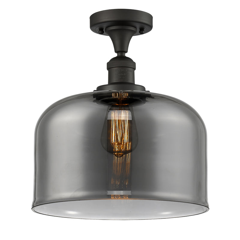 Bell Semi-Flush Mount shown in the Oil Rubbed Bronze finish with a Plated Smoke shade