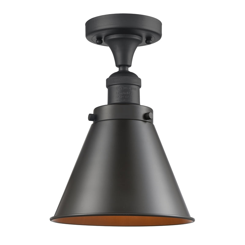 Appalachian Semi-Flush Mount shown in the Oil Rubbed Bronze finish with a Oil Rubbed Bronze shade