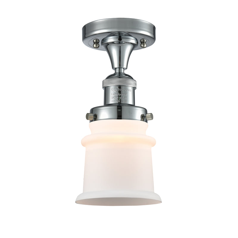 Canton Semi-Flush Mount shown in the Polished Chrome finish with a Matte White shade