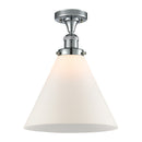 Cone Semi-Flush Mount shown in the Polished Chrome finish with a Matte White shade