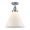 Cone Semi-Flush Mount shown in the Polished Chrome finish with a Matte White shade