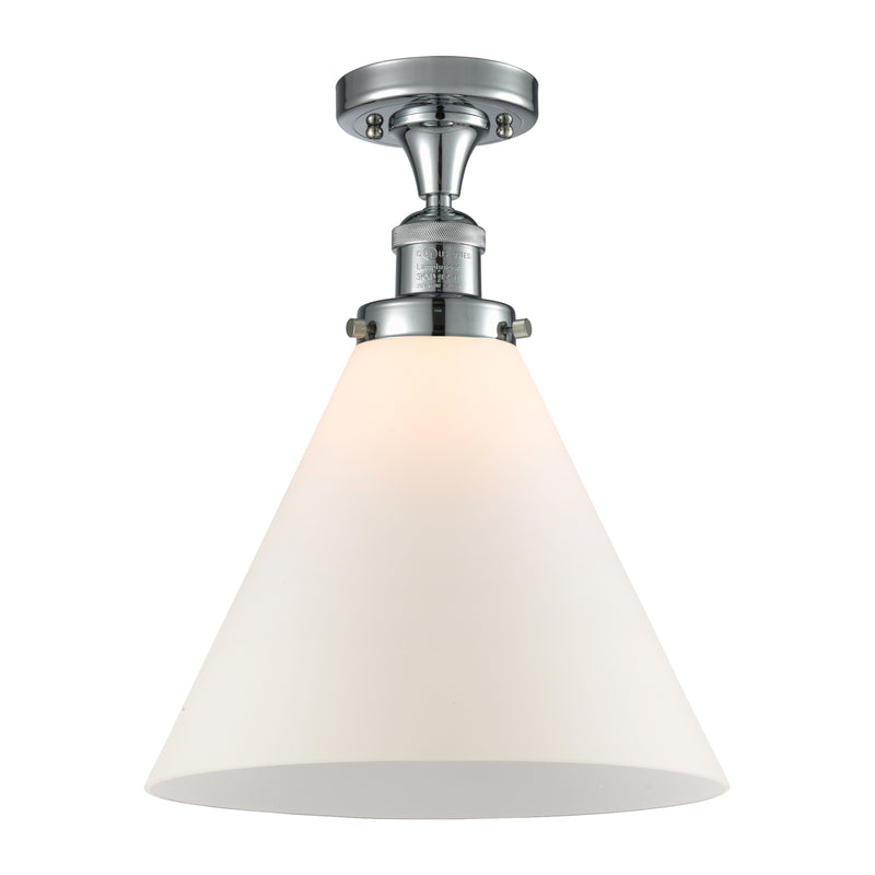 Cone Semi-Flush Mount shown in the Polished Chrome finish with a Matte White shade