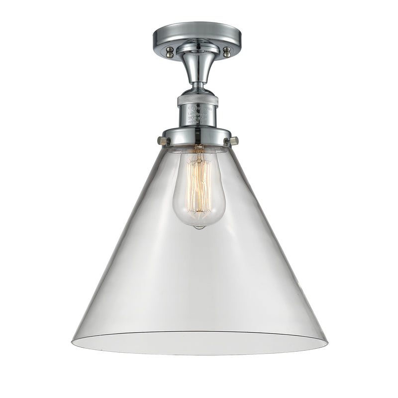 Cone Semi-Flush Mount shown in the Polished Chrome finish with a Clear shade