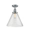 Cone Semi-Flush Mount shown in the Polished Chrome finish with a Seedy shade