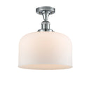 Bell Semi-Flush Mount shown in the Polished Chrome finish with a Matte White shade