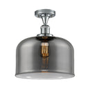 Bell Semi-Flush Mount shown in the Polished Chrome finish with a Plated Smoke shade