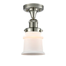 Canton Semi-Flush Mount shown in the Polished Nickel finish with a Matte White shade