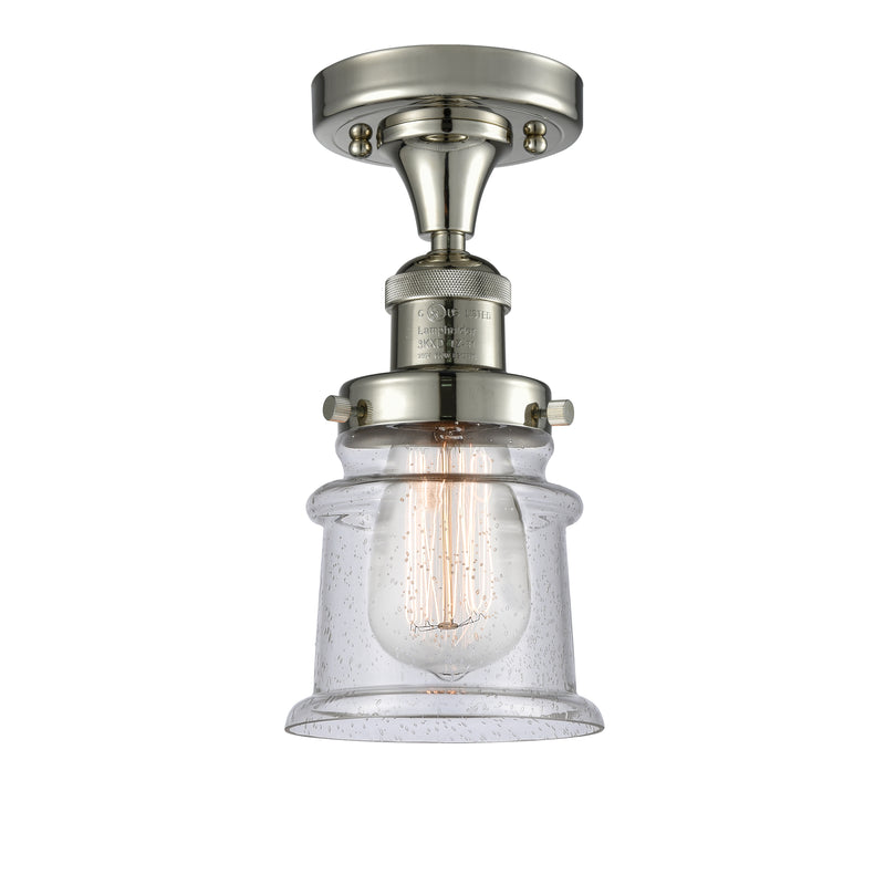 Canton Semi-Flush Mount shown in the Polished Nickel finish with a Seedy shade