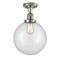 Beacon Semi-Flush Mount shown in the Polished Nickel finish with a Clear shade