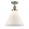 Cone Semi-Flush Mount shown in the Polished Nickel finish with a Matte White shade