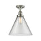 Cone Semi-Flush Mount shown in the Polished Nickel finish with a Clear shade