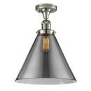 Cone Semi-Flush Mount shown in the Polished Nickel finish with a Plated Smoke shade