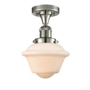 Oxford Semi-Flush Mount shown in the Polished Nickel finish with a Matte White shade