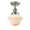 Oxford Semi-Flush Mount shown in the Polished Nickel finish with a Matte White shade