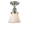 Cone Semi-Flush Mount shown in the Polished Nickel finish with a Matte White shade