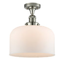 Bell Semi-Flush Mount shown in the Polished Nickel finish with a Matte White shade