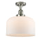 Bell Semi-Flush Mount shown in the Polished Nickel finish with a Matte White shade