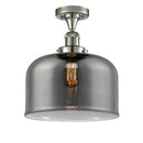 Bell Semi-Flush Mount shown in the Polished Nickel finish with a Plated Smoke shade