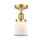 Canton Semi-Flush Mount shown in the Satin Gold finish with a Matte White shade