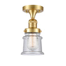 Canton Semi-Flush Mount shown in the Satin Gold finish with a Seedy shade