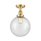 Beacon Semi-Flush Mount shown in the Satin Gold finish with a Seedy shade