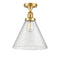 Cone Semi-Flush Mount shown in the Satin Gold finish with a Seedy shade