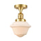 Oxford Semi-Flush Mount shown in the Satin Gold finish with a Matte White shade