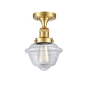 Oxford Semi-Flush Mount shown in the Satin Gold finish with a Clear shade