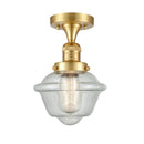 Oxford Semi-Flush Mount shown in the Satin Gold finish with a Seedy shade