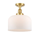 Bell Semi-Flush Mount shown in the Satin Gold finish with a Matte White shade