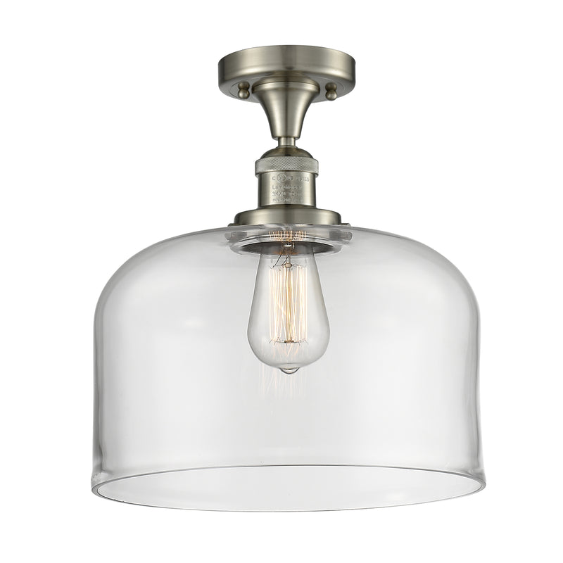 Bell Semi-Flush Mount shown in the Brushed Satin Nickel finish with a Clear shade