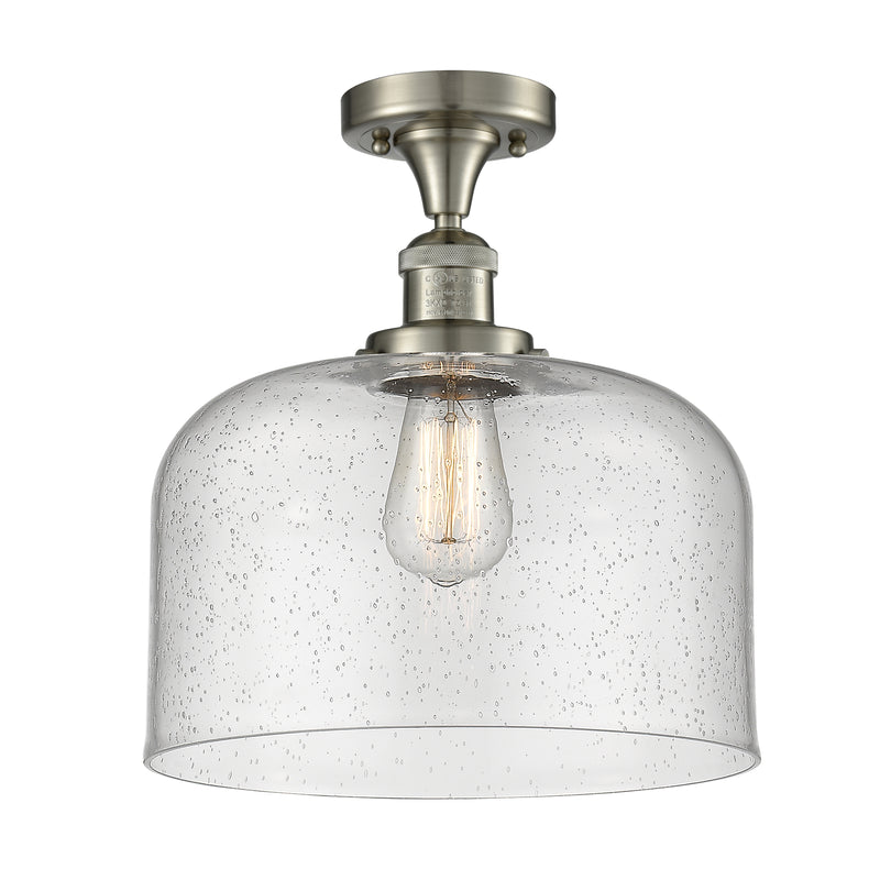 Bell Semi-Flush Mount shown in the Brushed Satin Nickel finish with a Seedy shade