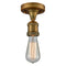 Bare Bulb Semi-Flush Mount shown in the Brushed Brass finish