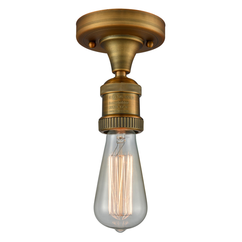 Bare Bulb Semi-Flush Mount shown in the Brushed Brass finish