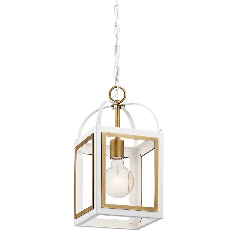 Kichler Vath 8" 1 Light Foyer White and Natural Brass 52030WHNBR