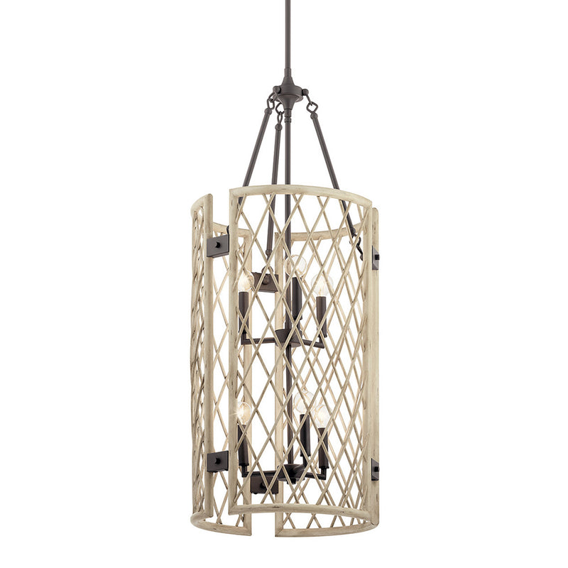 Kichler Oana 6 Light Foyer Chandelier White Washed Wood 52079WWW