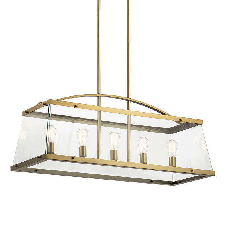 Kichler Darton 40.75" 5 Light Linear Chandelier with Clear Glass Brushed Natural Brass 52123BNB