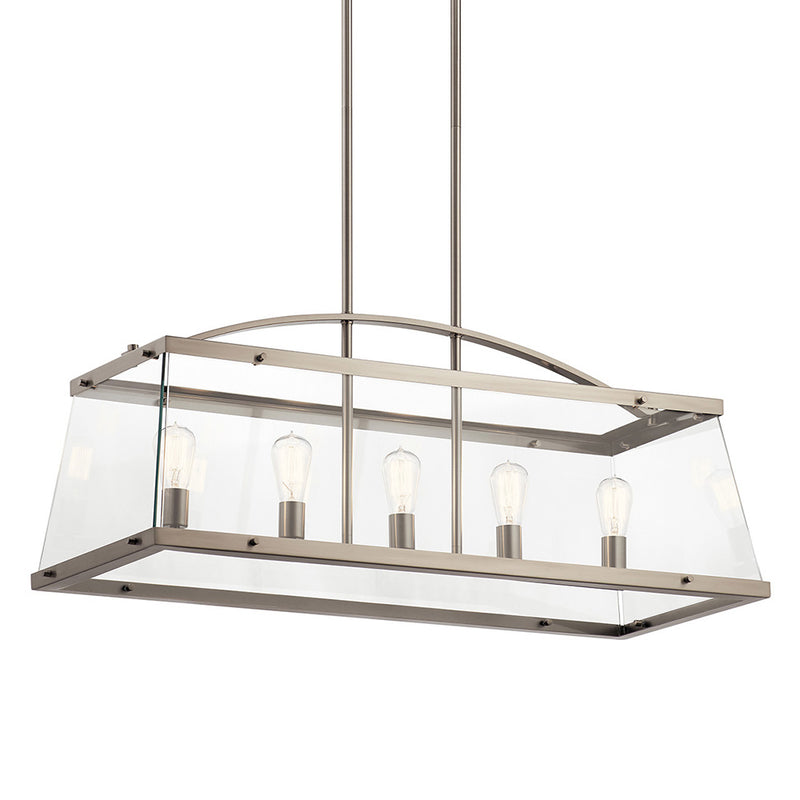 Kichler Darton 40.75" 5 Light Linear Chandelier with Clear Glass Classic Pewter 52123CLP