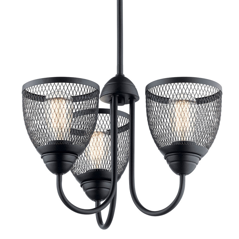 Kichler Voclain 12.5" 3 Light Convertible Chandelier and Semi Flush Black 52268BK