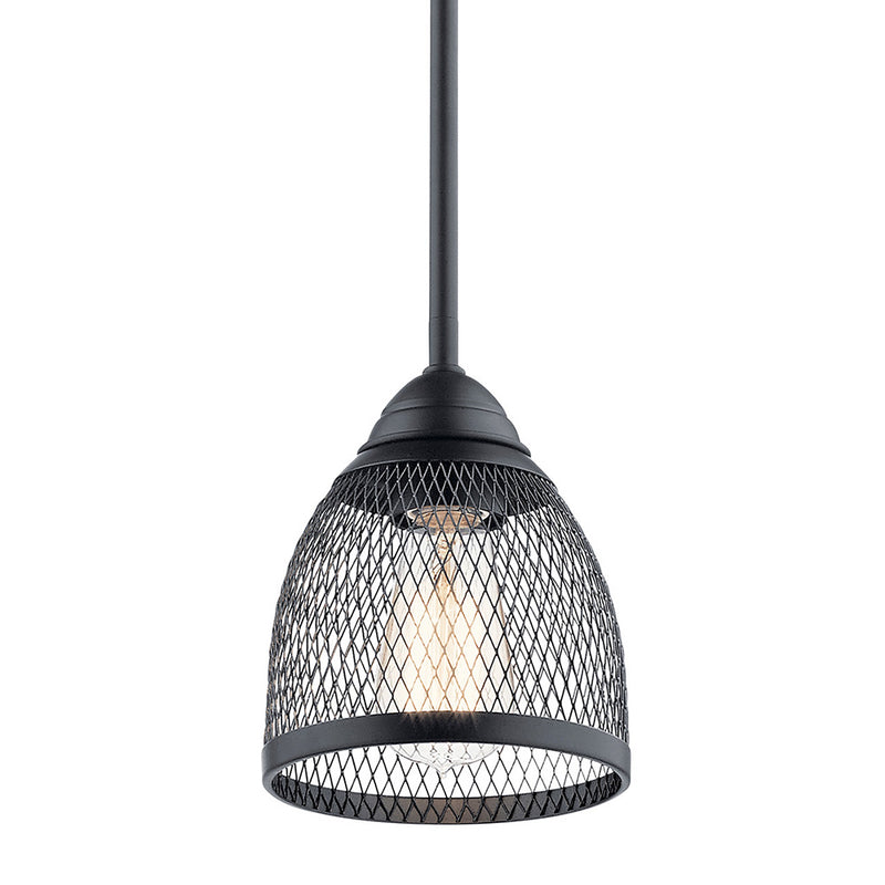 Kichler Voclain 7.75" 1 Light Mini Pendant with Mesh Shade Black 52272BK