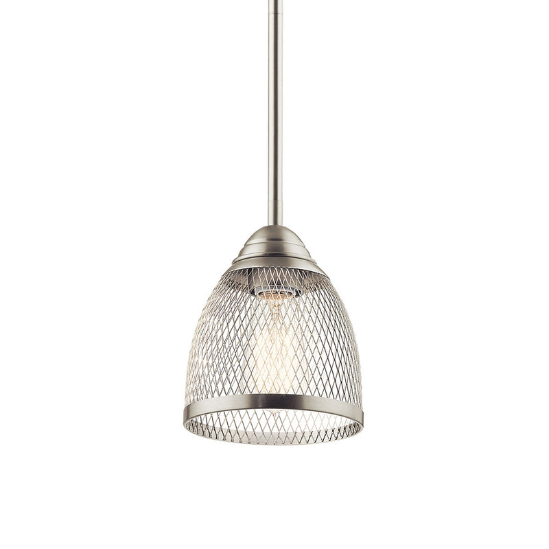 Kichler Voclain 7.75" 1 Light Mini Pendant with Mesh Shade Brushed Nickel 52272NI