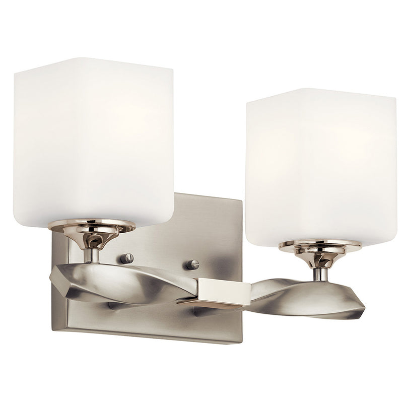 Kichler Marette 13.5 " 2 Light Vanity Light with Satin Etched Cased Opal Glass Brushed Nickel 55001NI