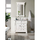 James Martin Brookfield 36" Bright White Single Vanity with 3 cm Carrara Marble Top 147-V36-BW-3CAR