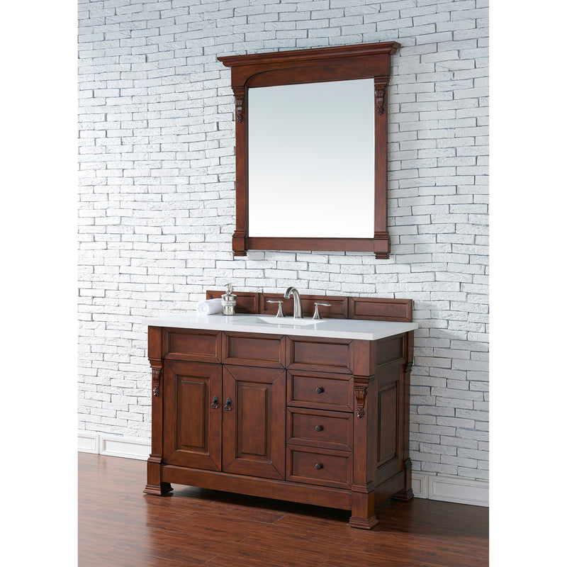 James Martin Brookfield 48" Warm Cherry Single Vanity with 3 cm Classic White Quartz Top 147-114-5286-3CLW