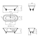 Cambridge Plumbing Acrylic Double Ended Clawfoot Bathtub 60" x 30" No Drillings BRZ Feet