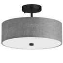 Dainolite 3 Light Incandescent Matte Black Semi-Flush Fixture with Gray Shade 571-143SF-MB-GRY