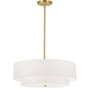 Dainolite 4 Light Incandescent 2 Tier Pendant Aged Brass with White Shade 571-224P-AGB-WH