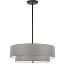 Dainolite 4 Light Incandescent 2 Tier Pendant Matte Black with Gray Shade 571-224P-MB-GRY