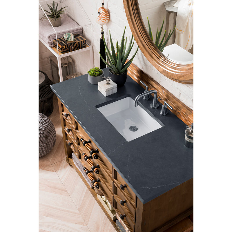 James Martin Malibu 48" Single Vanity Cabinet Honey Alder with 3 cm Charcoal Soapstone Quartz Top 500-V48-HON-3CSP