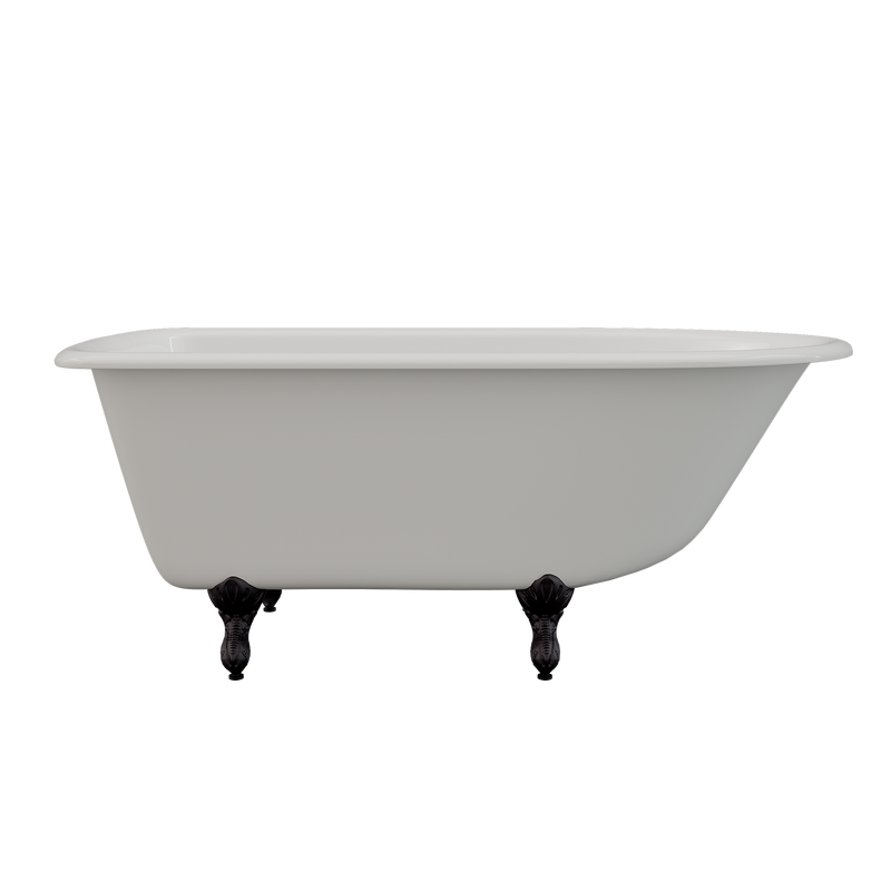 Cambridge Plumbing Cast Iron Rolled Rim Clawfoot Tub 55"x30" No Faucet Drillings BRZ Feet